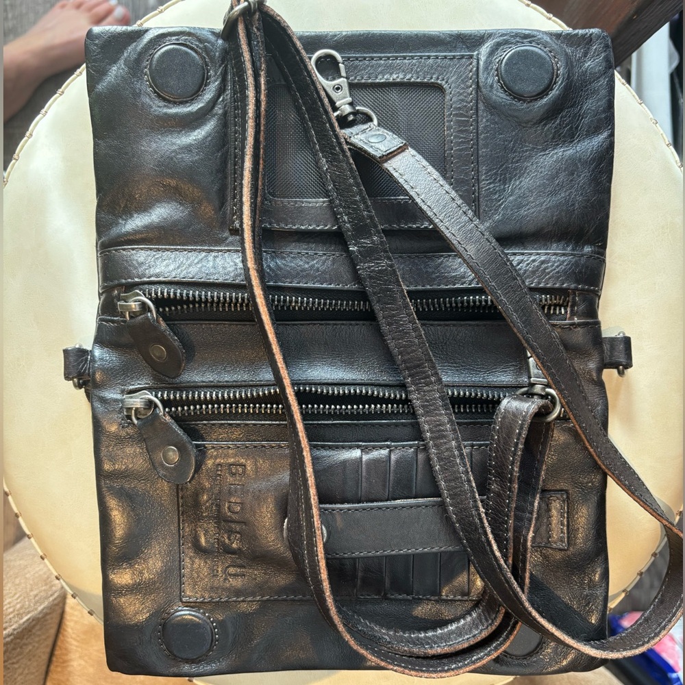 BED|STU Black Crossbody Bag Durable Leather